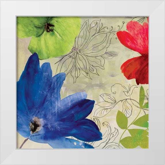 PI Studio 26x26 White Modern Wood Framed Museum Art Print Titled - Indigo Flower I