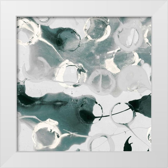 PI Studio 26x26 White Modern Wood Framed Museum Art Print Titled - Teal Spatter I