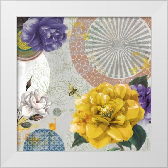 PI Studio 26x26 White Modern Wood Framed Museum Art Print Titled - Texture Bouquet