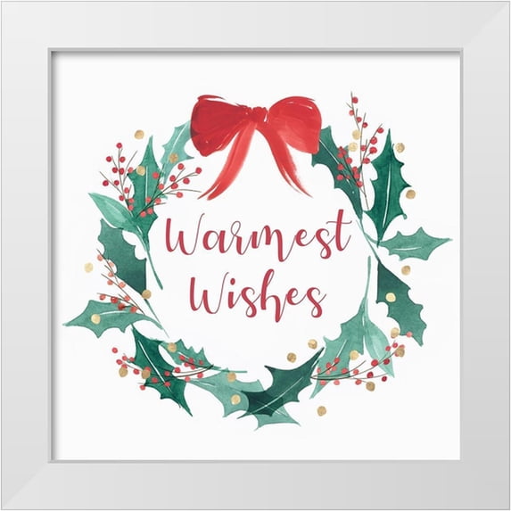 PI Studio 26x26 White Modern Wood Framed Museum Art Print Titled - Warnest Wishes Wreath