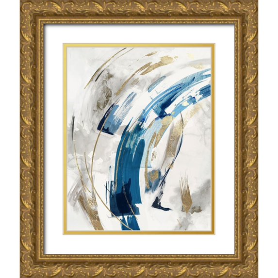 PI Studio 26x32 Gold Ornate Wood Framed with Double Matting Museum Art Print Titled - Indigo Crescent I