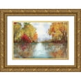 thumbnail image 1 of PI Studio 32x23 Gold Ornate Wood Framed with Double Matting Museum Art Print Titled - Forest Reflection, 1 of 4