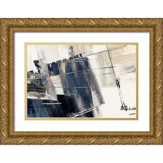PI Studio 32x23 Gold Ornate Wood Framed with Double Matting Museum Art Print Titled - Forward Blue