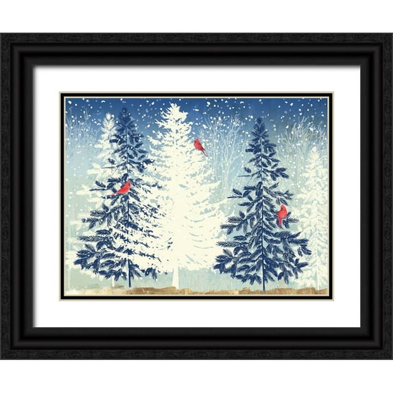 PI Studio 32x25 Black Ornate Wood Framed with Double Matting Museum Art Print Titled - Snow Christmas