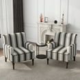thumbnail image 1 of PIA RICCO Stripe Accent Chair Upholstered Armchair with Wood Legs Comfy Single Sofa, Black, Set of 2, 1 of 6