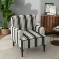 thumbnail image 1 of PIA RICCO Stripe Accent Chair Upholstered Armchair with Wood Legs Comfy Single Sofa for Living Room, Black, 1 of 5