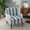 thumbnail image 1 of PIA RICCO Stripe Accent Chair Upholstered Armchair with Wood Legs Comfy Single Sofa for Living Room, Dark Blue, 1 of 5