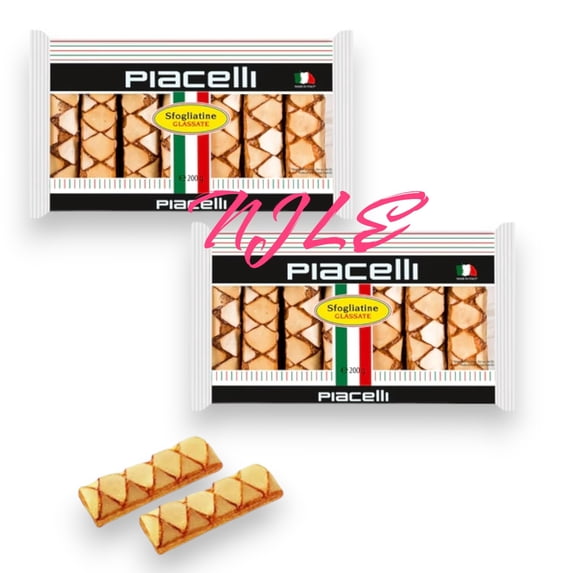 PIACELLI Sfogliatine Glassate Puff Pastry - Traditional Italian Pastry Delicacy with Light, Crispy Texture and Sweet Sugar Glaze - Crunchy Snacks Ideal for Coffee Pairing - 200g/7oz (2 Pack)