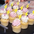 thumbnail image 2 of 24pcs Lightning Cupcake Toppers, Lightning Bolt Cupcake Toppers, Black Glitter Weather Cake Decoration For Baby Shower, Lightning Weather Themed 2 of 14