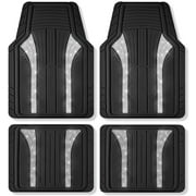 PIC AUTO Bling Rubber Floor Mats - Sparkly Glitter Hot Pink Car Mats Set, Heavy Duty All-Weather Waterproof Pads for Girls & Women, Universal Fit-Black