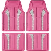PIC AUTO Bling Rubber Floor Mats - Sparkly Glitter Hot Pink Car Mats Set, Heavy Duty All-Weather Waterproof Pads for Girls & Women, Universal Fit-Pink