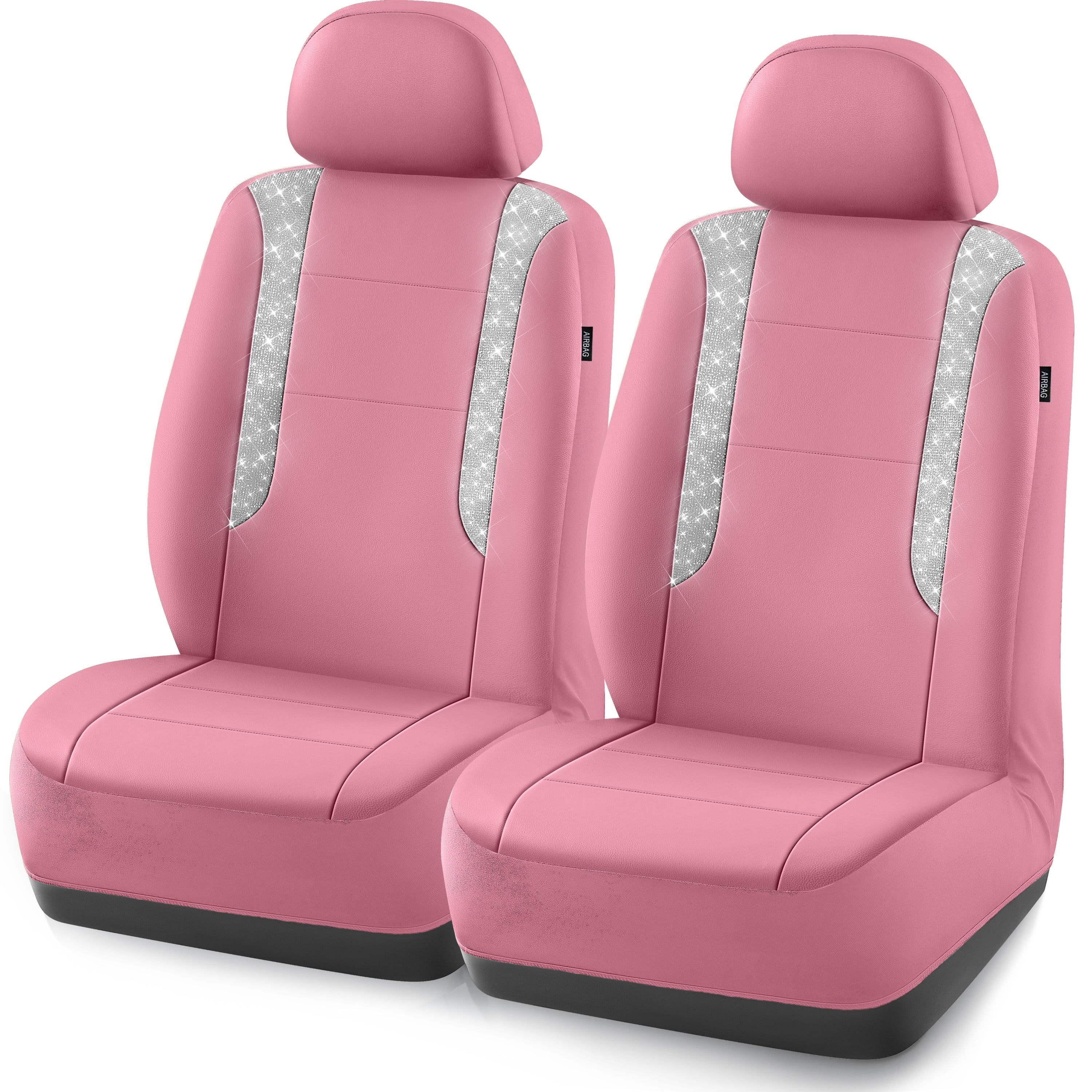 Walmart Saving of  PIC AUTO Car Seat Cover - Sparkly Glitter and Pink Leather, Waterproof Front Seat Covers for Girls & Women, Airbag Compatible, Universal Fit