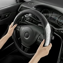 PIC AUTO Steering Wheel Cover - Sparkly Black Leather with Bling Glitter, Universal Fit for 14.5"-15"