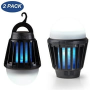 PIC Battery Operated Bug Zapper LED Lantern, Electronic Insect Killer, Black, 2 Pack