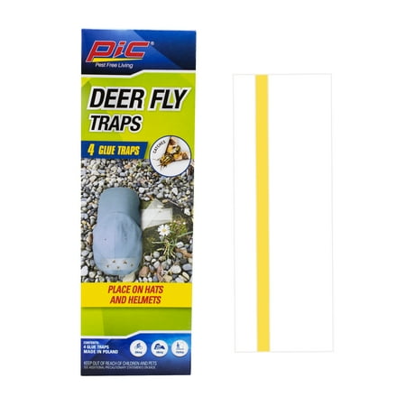 PIC Deer Fly Trap, Clear Adhesive Trap for Catching Deer Flies, Non-Toxic Pest Control, 4 Pack