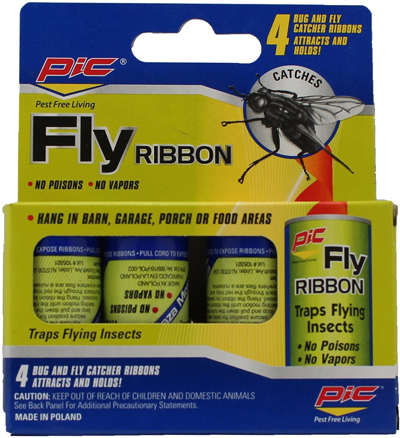 PIC Fly Ribbon Bug & Insect Catcher 4 Pack - Walmart.com