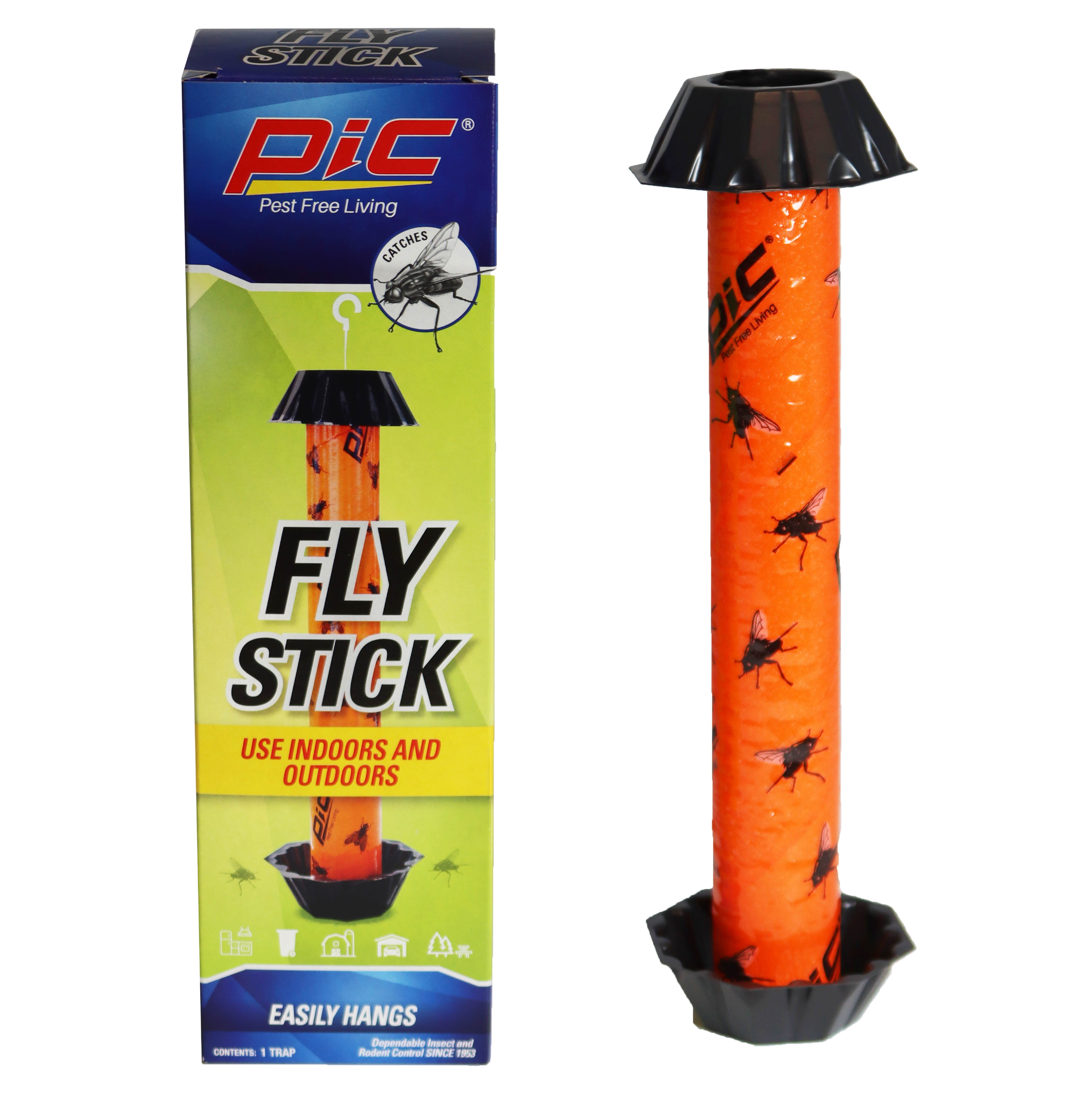 PIC Jumbo Fly Stick with Gold Lure for Indoor or Outdoor Use - Traps Flies  