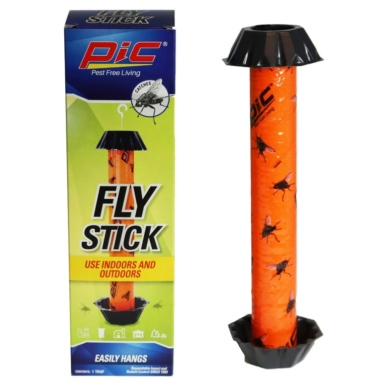 PIC Jumbo Fly Stick with Gold Lure for Indoor or Outdoor Use - Traps Flies  