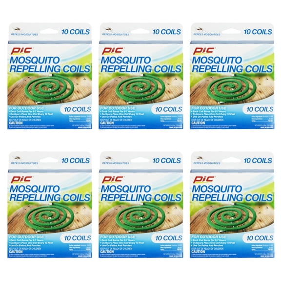 PIC Mosquito Repelling Coils, Repellent, 1.76 oz, 4 Count Box, 6 Boxes (24 Coils Total)