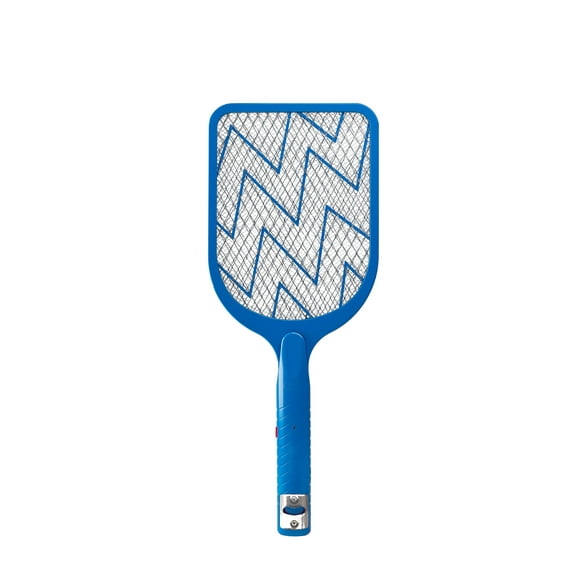 PIC Plastic Handheld Bug Zapper with Bottle Opener, Fly Swatter Racket Trap, Blue, 1 Pack
