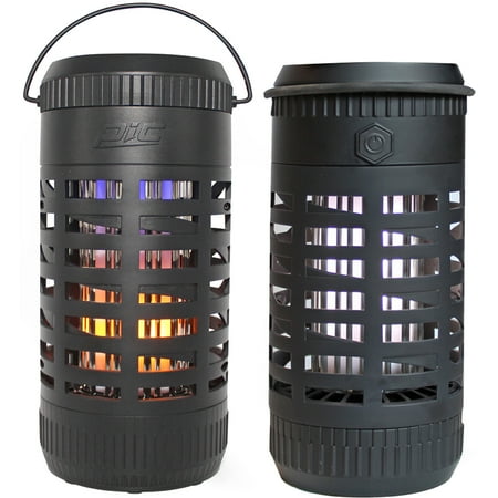 PIC Solar Portable Insect Killer 3 in 1 with Flickering Flame Bug Zapper and Lantern, Black