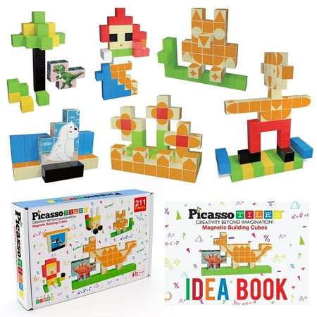 PicassoTiles 103PCS 1" Magnetic Building Blocks Cubes, 3D Construction STEM Toys, Educational Kids Gift, Toddler Brain Development Set