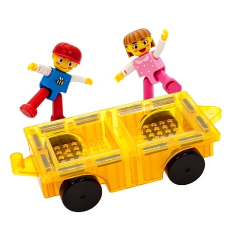 PICASSO-TILES 2 PC Magnetic Car and Characters Set Magnetic Building Blocks for Kids, 3 Pack
