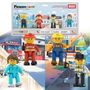 PicassoTiles Magnetic Tiles 4PCS Action Figures, City Characters Add-On Set for Magnet Block Construction, Educational Toy for Kids Age 3+