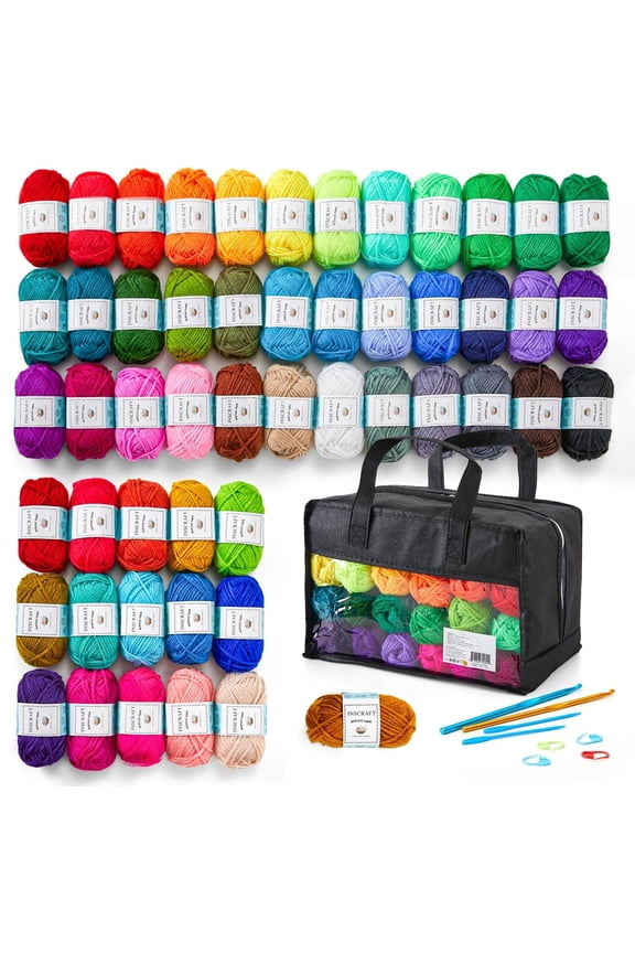 Crochet Yarn Kit with 52 Colors Acrylic Yarn & Crochet Hooks, 67 Pieces