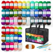 INSCRAFT Crochet Yarn Kit with 52 Colors Acrylic Yarn & Crochet Hooks, 67 Pieces