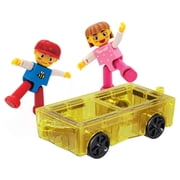 PicassoTiles Magnetic Tiles Expansion Car Truck and Figures Playset for Kids - 3PCS Construction STEM Building Blocks Educational Toy