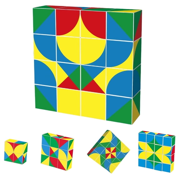 PicassoTiles 16PCS 1" Infinite Magnetic Puzzle Game Magic Pixy Cube, Brain Teaser Set with Ideabook, Pattern Block Matching, STEM Learning Toy