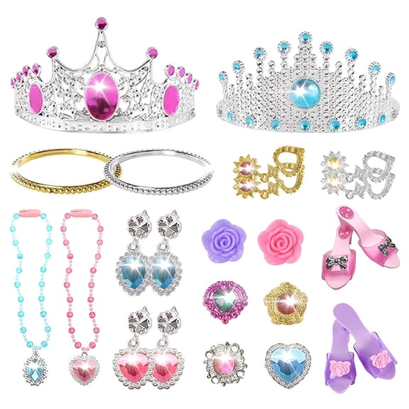 PicassoTiles Kids Fairytale Royal Princess Dress-up Set with Tiara, Jewelry, Shoes & Fashion Accessories, STEM Imagination Toy for Girls