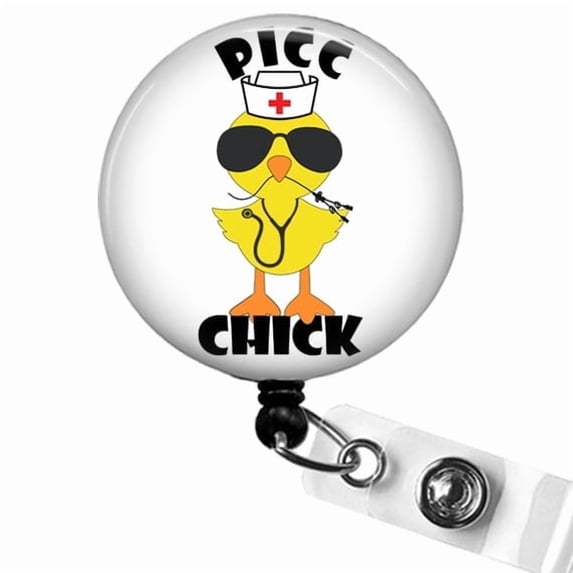 PICC Chick Nurse Badge Reel, ICU IV ER ID Holder, Oncology Nurse Gift, Cute Badge Clip