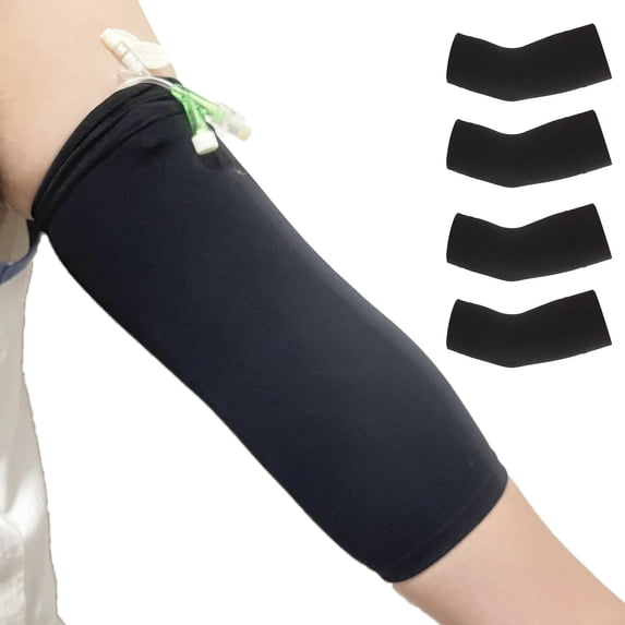PICC Line Cover (4 PCS) Adult PICC Line Arm Cover Sleeve for Upper Arm Circumference Black -Breathable and Elastic