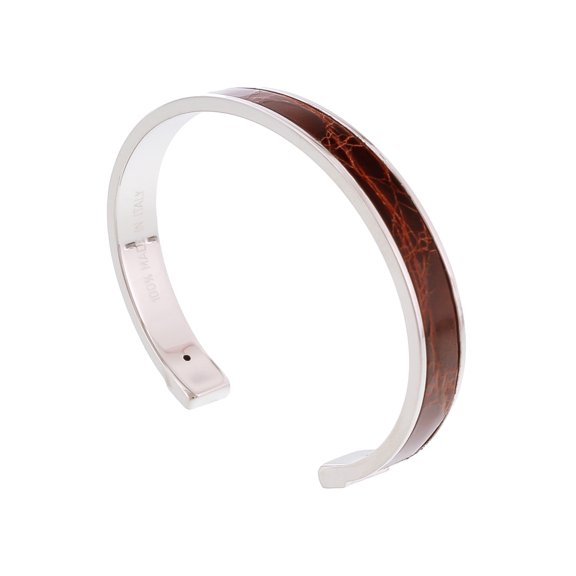 PICCOLO CROCCO AMR Brown/Silver Genuine Crocodile Bracelet