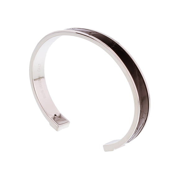 PICCOLO CROCCO ANR Black/Silver Genuine Crocodile Bracelet