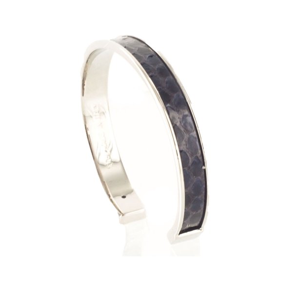 PICCOLO PITTONE AMAR Navy Blue/Silver Genuine Python Bracelet