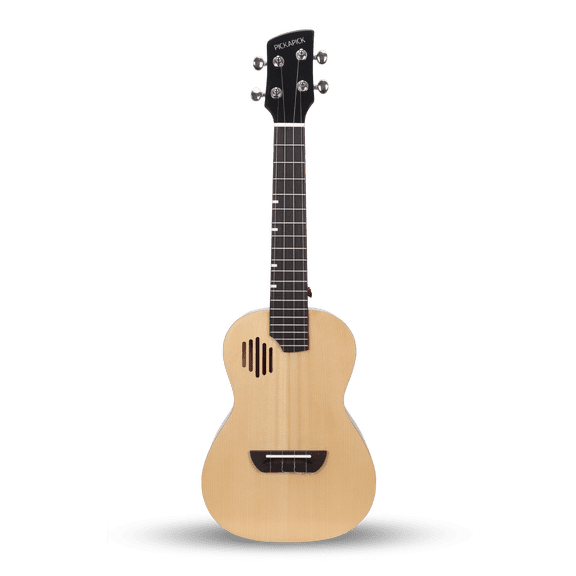 PICKAPICK Concert Ukulele S2, 23 Inch Solid Top Spruce Ukulele with Gig Bag, Strap & Heart Pick, Bright Tone, Stable & Beginner-Friendly