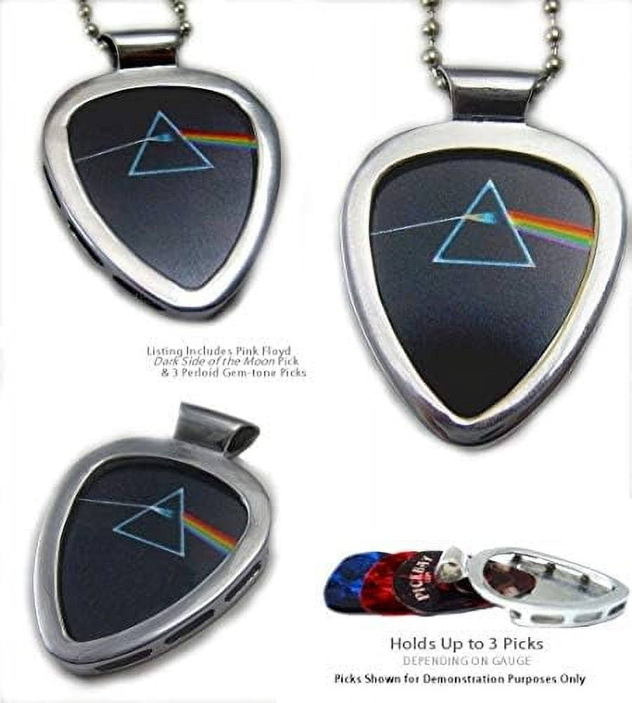 BZF666 PICKBAY Guitar Pick Holder Pendant (Stainless Steel) w PINK FLOYD Dark Side of the Moon Guitar Pick (licensed pick)