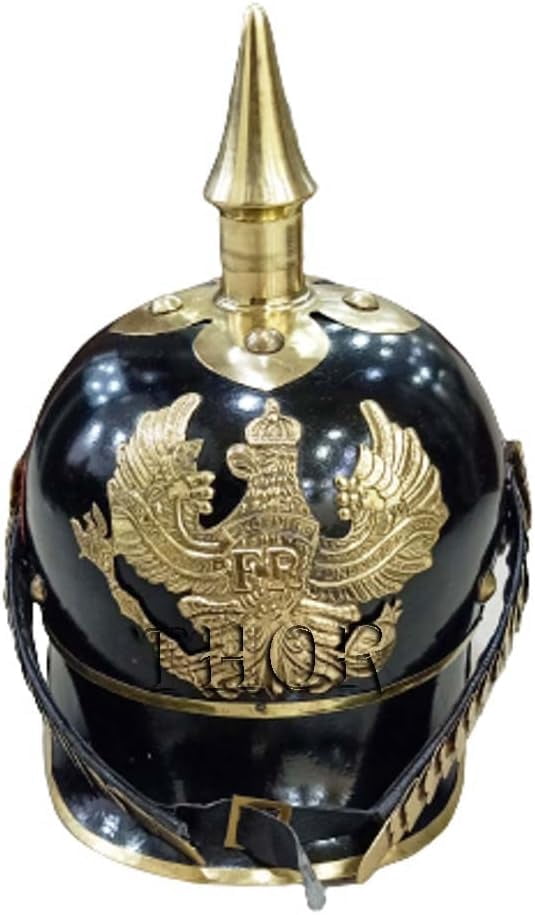Casque Allemand Pickelhaube – Réplique D'officier Impérial Prussien Avec Accents Laiton