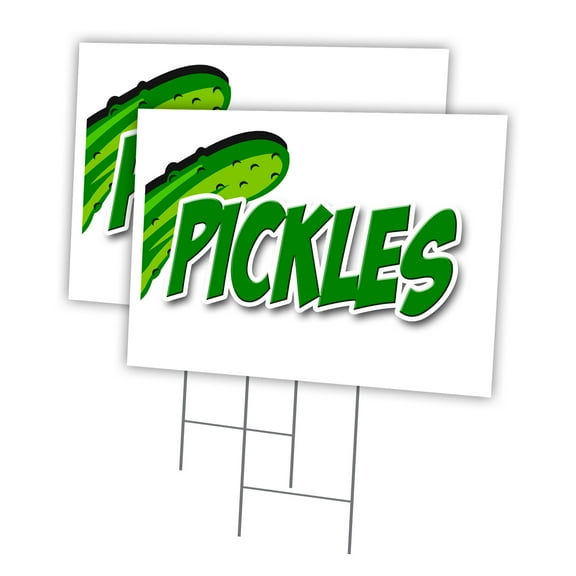 PICKLES 2 Pack Of 12" x 16" Yard Sign & Stake | Advertise Your Business | Stake Included Image On Front Only | Made in The USA