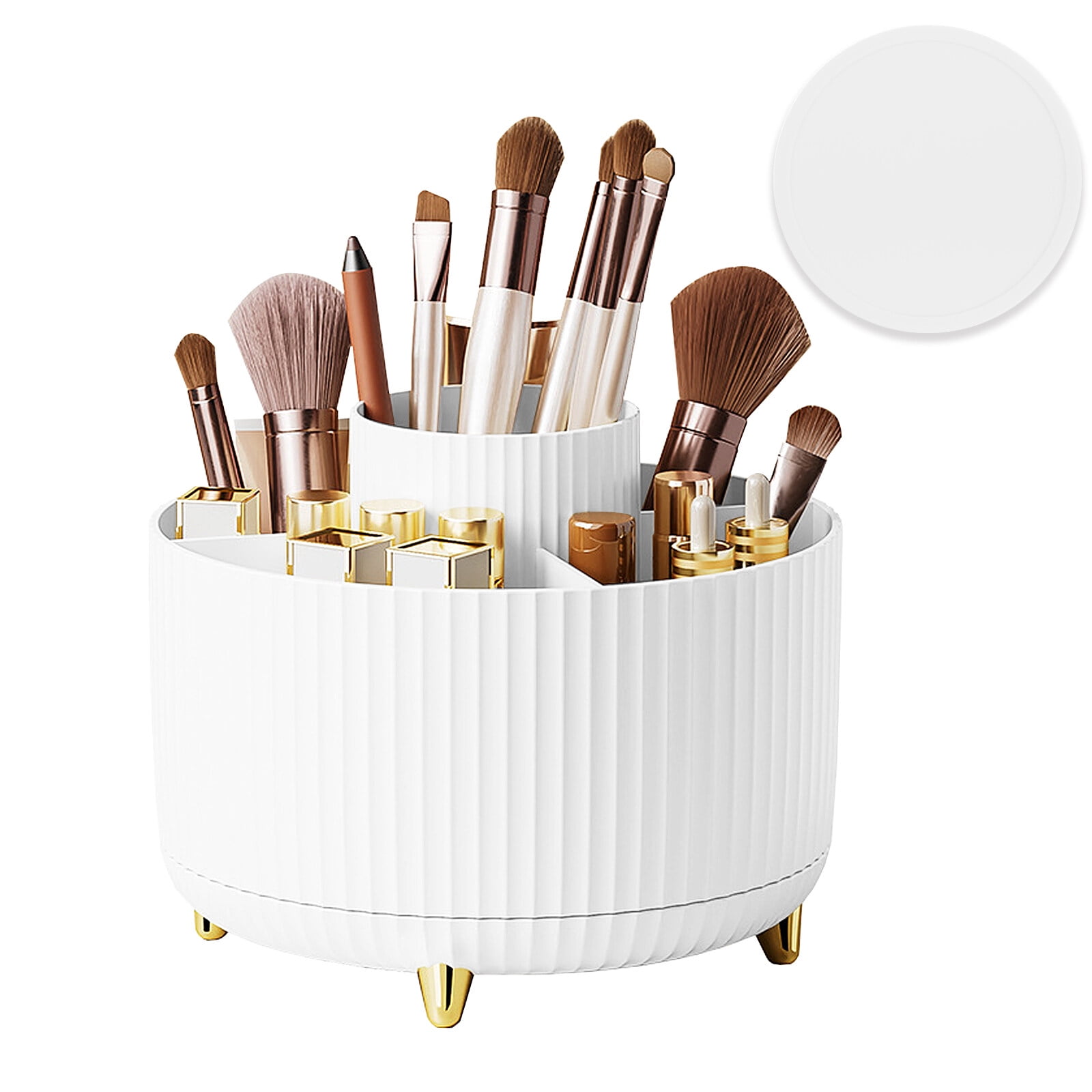 PICKTEAM 360° Rotating Makeup Organiser, Spinning Makeup Brush Holder