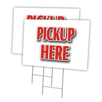PICKUP HERE 2 Pack Of 12" x 16" Yard Sign & Stake | Advertise Your Business | Stake Included Image On Front Only | Made in The USA