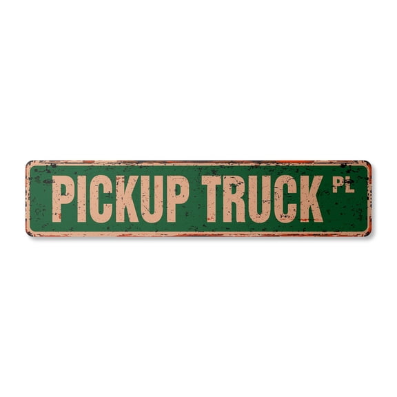 PICKUP TRUCK Vintage Plastic Street Sign ford chevy pick up 4x4 | Indoor/Outdoor |  18" Wide