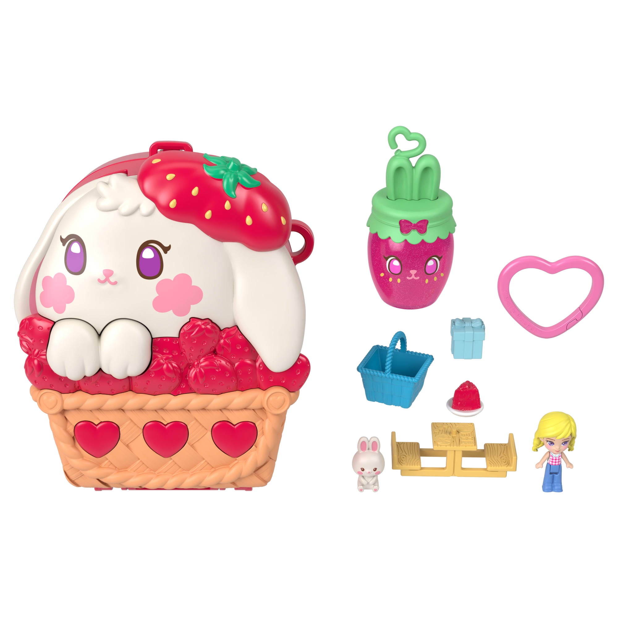 Polly Pocket Picnic Bunny Compact Playset with 1 Micro Doll and