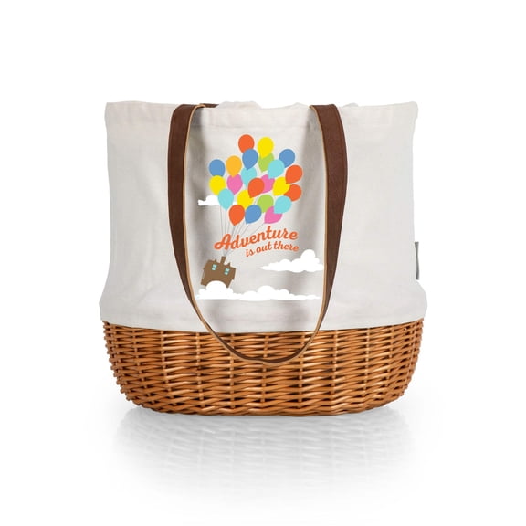 PICNIC TIME Disney UP - Coronado Canvas and Willow Basket Tote, Beige Canvas