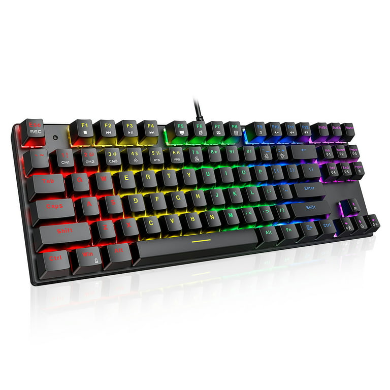 Politiek films kom PICTEK Mechanical Gaming Keyboard, RGB LED Rainbow Backlit 60% Computer  Keyboard with Blue Switches, 27 LED Lighting Modes 87-Key Wired Keyboard,  100% Anti-Ghosting Tenkeyless Keyboard - Walmart.com