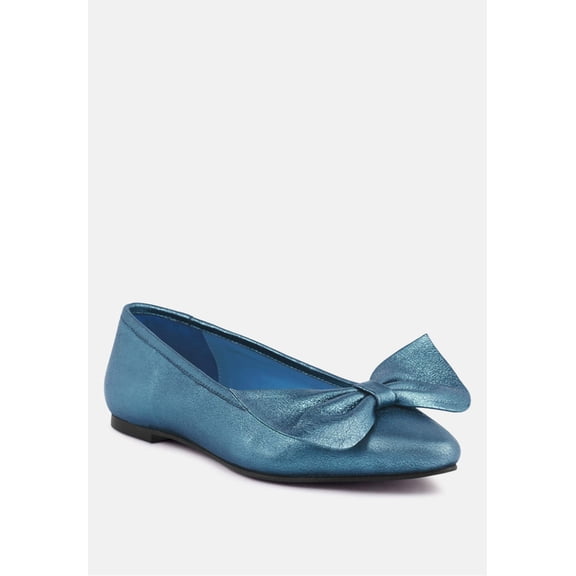 PIE-TRIBE Metallic Bow Ballerinas in Blue