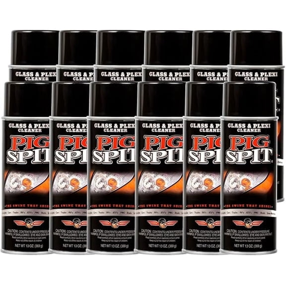PIG SPIT Glass and Plexi Cleaner for a Streak-Free Shine for Home and Automotive Use | 13 oz.| 12-Pack